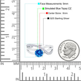 Art Deco Wedding Engagement Crisscross Bridal Ring Round Simulated Cubic Zirconia 925 Sterling Silver