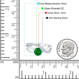 Art Deco Wedding Engagement Crisscross Bridal Ring Round Simulated Cubic Zirconia 925 Sterling Silver