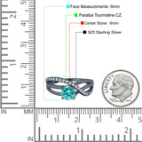 Art Deco Wedding Engagement Crisscross Bridal Ring Round Simulated Cubic Zirconia 925 Sterling Silver