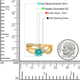 Art Deco Wedding Engagement Crisscross Bridal Ring Round Simulated Cubic Zirconia 925 Sterling Silver