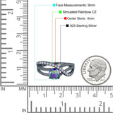 Art Deco Wedding Engagement Crisscross Bridal Ring Round Simulated Cubic Zirconia 925 Sterling Silver