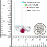 Art Deco Wedding Engagement Crisscross Bridal Ring Round Simulated Cubic Zirconia 925 Sterling Silver