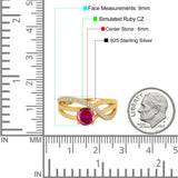 Art Deco Wedding Engagement Crisscross Bridal Ring Round Simulated Cubic Zirconia 925 Sterling Silver