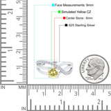 Art Deco Wedding Engagement Crisscross Bridal Ring Round Simulated Cubic Zirconia 925 Sterling Silver