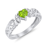 Filigree Heart Promise Wedding Ring 925 Sterling Silver Simulated Cubic Zirconia