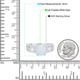 Fashion Ring Radiant Cut Lab Created White Opal Round Simulated Cubic Zirconia 925 Sterling Silver