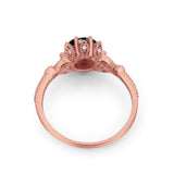 Art Deco Design Fashion Ring Round Simulated Cubic Zirconia 925 Sterling Silver