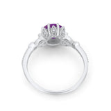 Art Deco Design Fashion Ring Round Simulated Cubic Zirconia 925 Sterling Silver