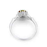 Art Deco Design Fashion Ring Round Simulated Cubic Zirconia 925 Sterling Silver