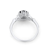 Art Deco Design Fashion Ring Round Simulated Cubic Zirconia 925 Sterling Silver