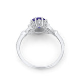 Art Deco Design Fashion Ring Round Simulated Cubic Zirconia 925 Sterling Silver