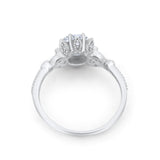 Art Deco Design Fashion Ring Round Simulated Cubic Zirconia 925 Sterling Silver