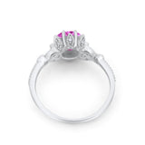 Art Deco Design Fashion Ring Round Simulated Cubic Zirconia 925 Sterling Silver