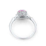 Art Deco Design Fashion Ring Round Simulated Cubic Zirconia 925 Sterling Silver