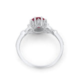 Art Deco Design Fashion Ring Round Simulated Cubic Zirconia 925 Sterling Silver
