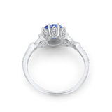 Art Deco Design Fashion Ring Round Simulated Cubic Zirconia 925 Sterling Silver