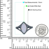 Solitaire Ring Marquise Shape Created Opal Split Shank 925 Sterling Silver (15mm)