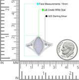Solitaire Ring Marquise Shape Created Opal Split Shank 925 Sterling Silver (15mm)