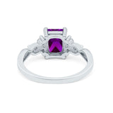 Emerald Cut Wedding Bridal Ring Simulated Cubic Zirconia 925 Sterling Silver