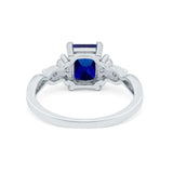 Emerald Cut Wedding Bridal Ring Simulated Cubic Zirconia 925 Sterling Silver