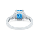 Emerald Cut Wedding Bridal Ring Simulated Cubic Zirconia 925 Sterling Silver