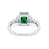 Emerald Cut Wedding Bridal Ring Simulated Cubic Zirconia 925 Sterling Silver