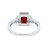Emerald Cut Wedding Bridal Ring Simulated Cubic Zirconia 925 Sterling Silver