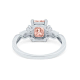 Emerald Cut Wedding Bridal Ring Simulated Cubic Zirconia 925 Sterling Silver