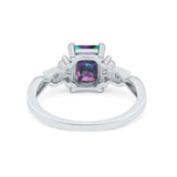 Emerald Cut Wedding Bridal Ring Simulated Cubic Zirconia 925 Sterling Silver