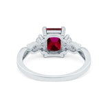Emerald Cut Wedding Bridal Ring Simulated Cubic Zirconia 925 Sterling Silver