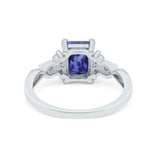 Emerald Cut Wedding Bridal Ring Simulated Cubic Zirconia 925 Sterling Silver