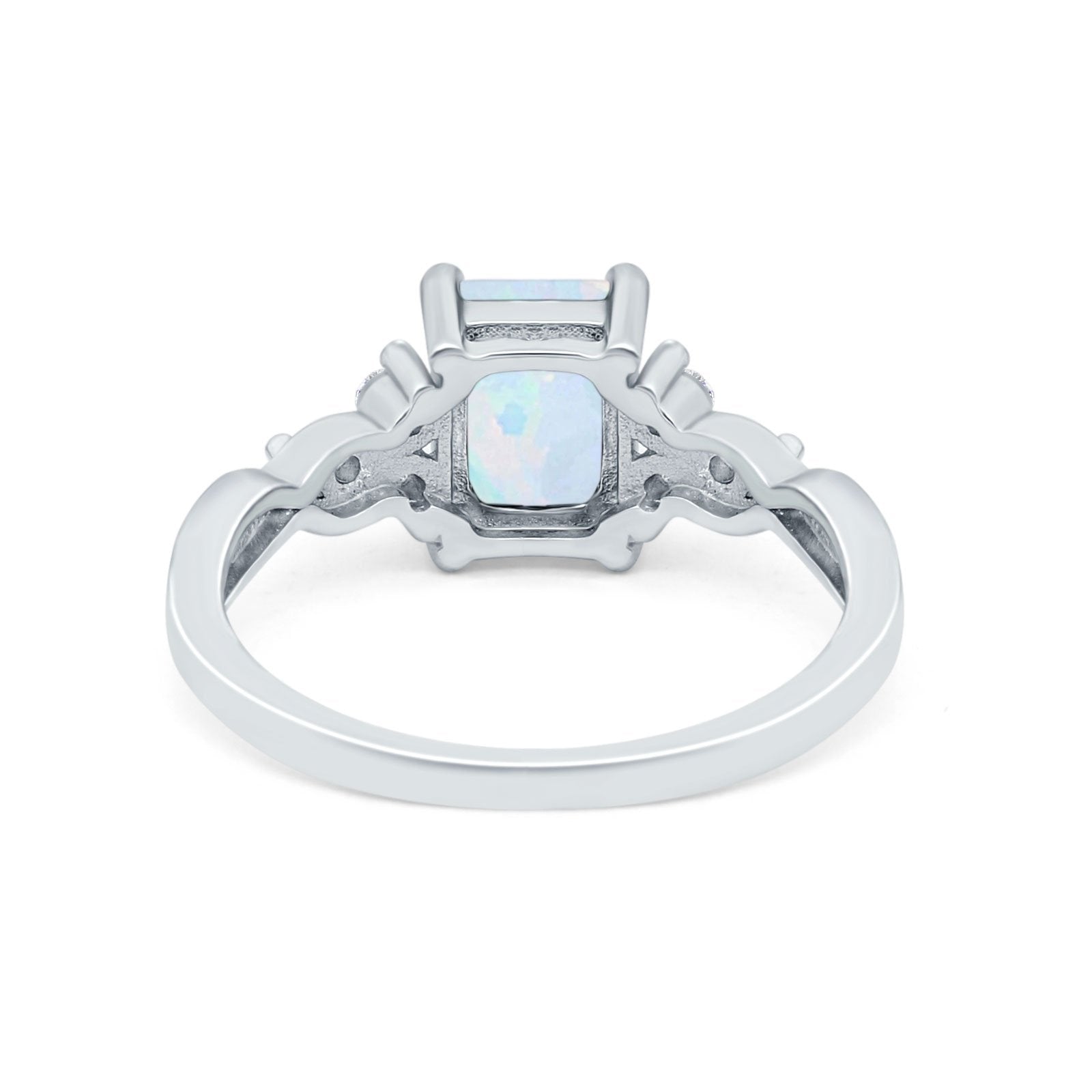 Emerald Cut Wedding Bridal Ring Simulated Cubic Zirconia 925 Sterling Silver