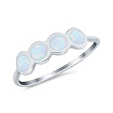 Petite Dainty Eternity Thumb Rings Round Simulated Opal 925 Sterling Silver