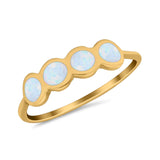 Petite Dainty Eternity Thumb Rings Round Simulated Opal 925 Sterling Silver