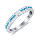 Wedding Rings Eternity Style Band Simulated Opal Round 925 Sterling Silver