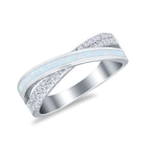 Infinity Crisscross Eternity Rings Simulated CZ Opal 925 Sterling Silver
