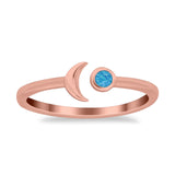 Petite Dainty Moon Cresent Band Ring Simulated Cubic Zirconia 925 Sterling Silver