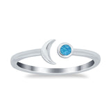 Petite Dainty Moon Cresent Band Ring Simulated Cubic Zirconia 925 Sterling Silver