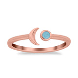 Petite Dainty Moon Cresent Band Ring Simulated Cubic Zirconia 925 Sterling Silver