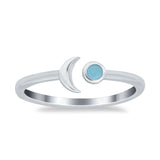 Petite Dainty Moon Cresent Band Ring Simulated Cubic Zirconia 925 Sterling Silver
