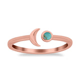 Petite Dainty Moon Cresent Band Ring Simulated Cubic Zirconia 925 Sterling Silver