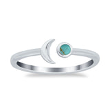 Petite Dainty Moon Cresent Band Ring Simulated Cubic Zirconia 925 Sterling Silver