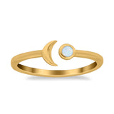 Petite Dainty Moon Cresent Band Ring Simulated Cubic Zirconia 925 Sterling Silver