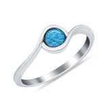 Swirl Petite Dainty Solitaire Ring Simulated Cubic Zirconia 925 Sterling Silver