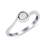 Swirl Petite Dainty Solitaire Ring Simulated Cubic Zirconia 925 Sterling Silver