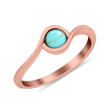 Swirl Petite Dainty Solitaire Ring Simulated Cubic Zirconia 925 Sterling Silver