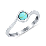 Swirl Petite Dainty Solitaire Ring Simulated Cubic Zirconia 925 Sterling Silver