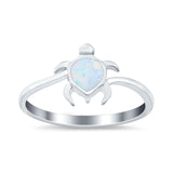 Turtle Ring Band Simulated Opal Cubic Zirconia 925 Sterling Silver