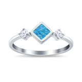 Fashion Thumb Ring Square Simulated Cubic Zirconia Opal 925 Sterling Silver