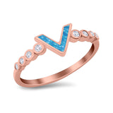 Fashion V Ring Simulated Cubic Zirconia 925 Sterling Silver Thumb Ring